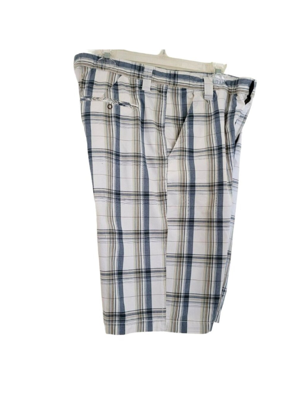 Kirra Golf Shorts Men's Plaid Bermuda White Blue Tan Plaid Cotton Size 34 LH8041 - Picture 2 of 6